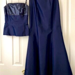 ABS Allen Schwartz Blue Maxi A-Line Dress for Cocktail